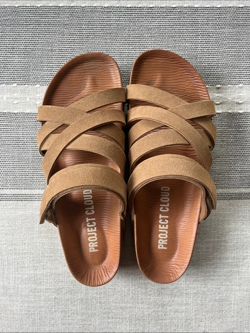 Project Cloud Women’s Tan Multi-Strap Slide Sandals